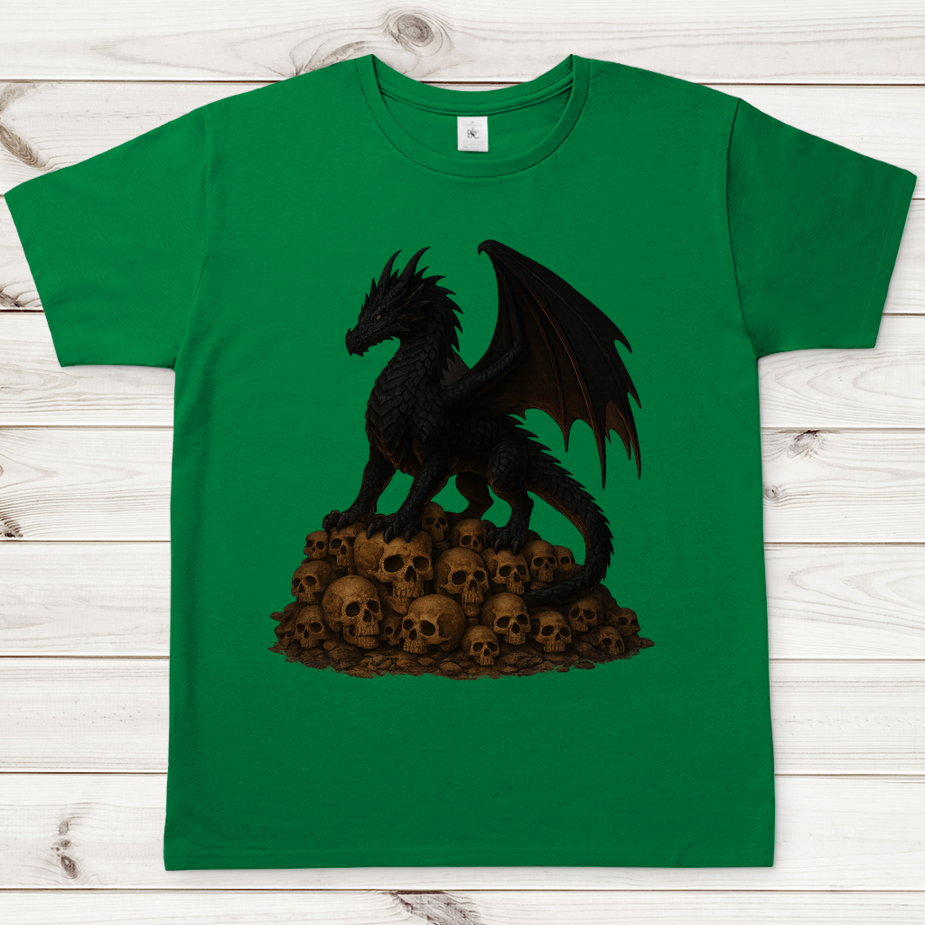 Herren T-Shirt Drache schwarz auf Totenkopfberg