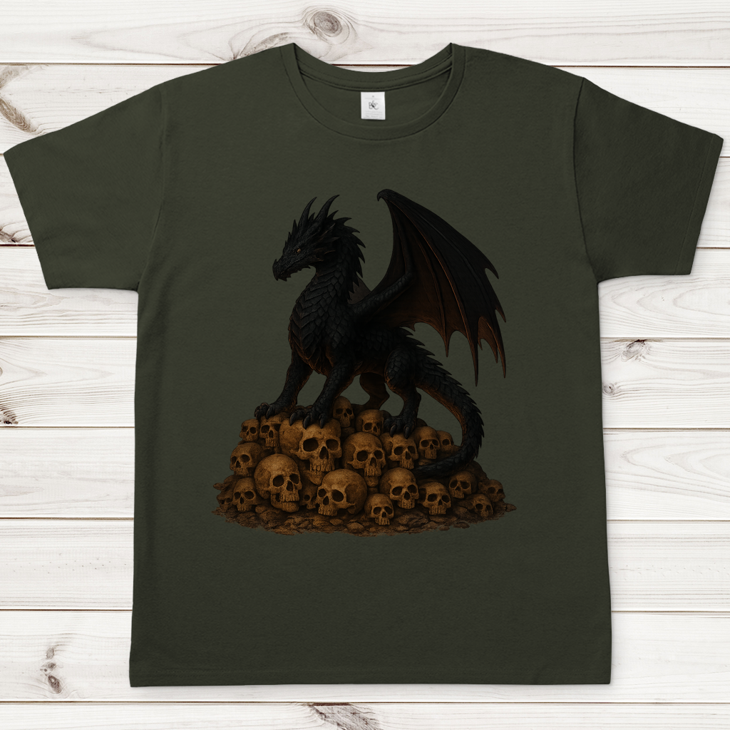 Herren T-Shirt Drache schwarz auf Totenkopfberg