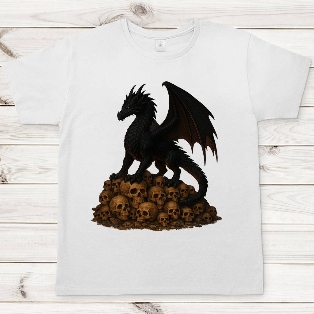 Herren T-Shirt Drache schwarz auf Totenkopfberg