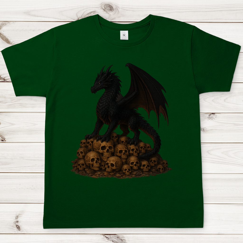 Herren T-Shirt Drache schwarz auf Totenkopfberg