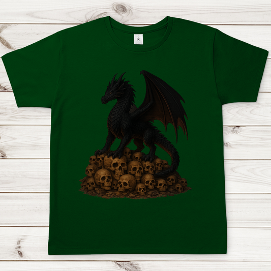 Herren T-Shirt Drache schwarz auf Totenkopfberg