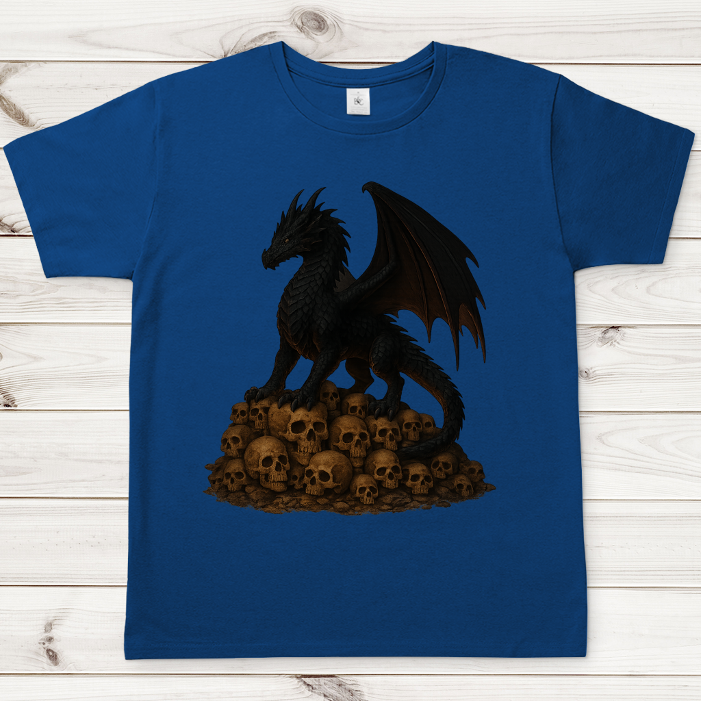 Herren T-Shirt Drache schwarz auf Totenkopfberg