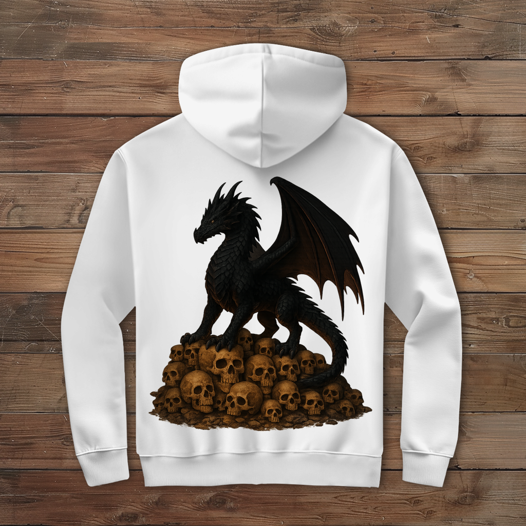 Herren Zipper Hoodie Drache schwarz auf Totenkopfberg