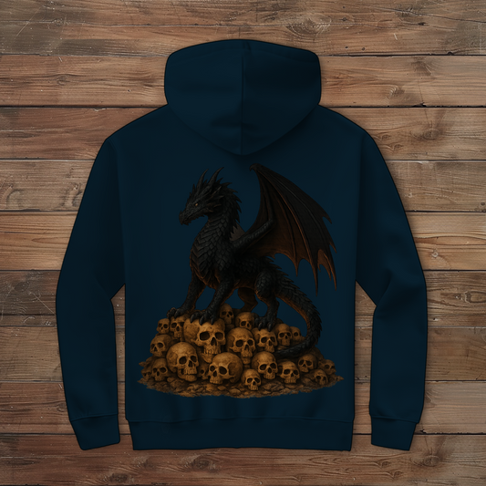 Herren Zipper Hoodie Drache schwarz auf Totenkopfberg