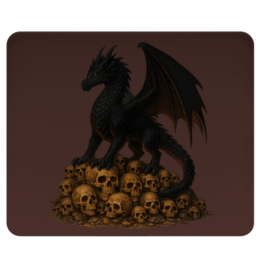 Mousepad Drache schwarz auf Totenkopfberg