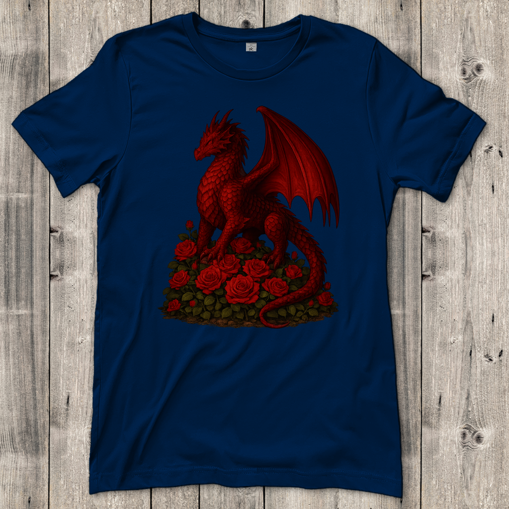 Damen T-Shirt Drache rot auf Rosenberg