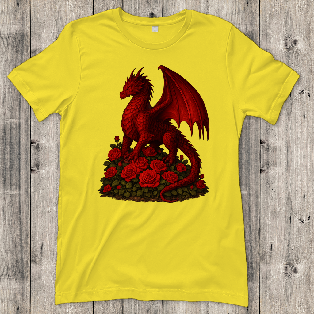 Damen T-Shirt Drache rot auf Rosenberg
