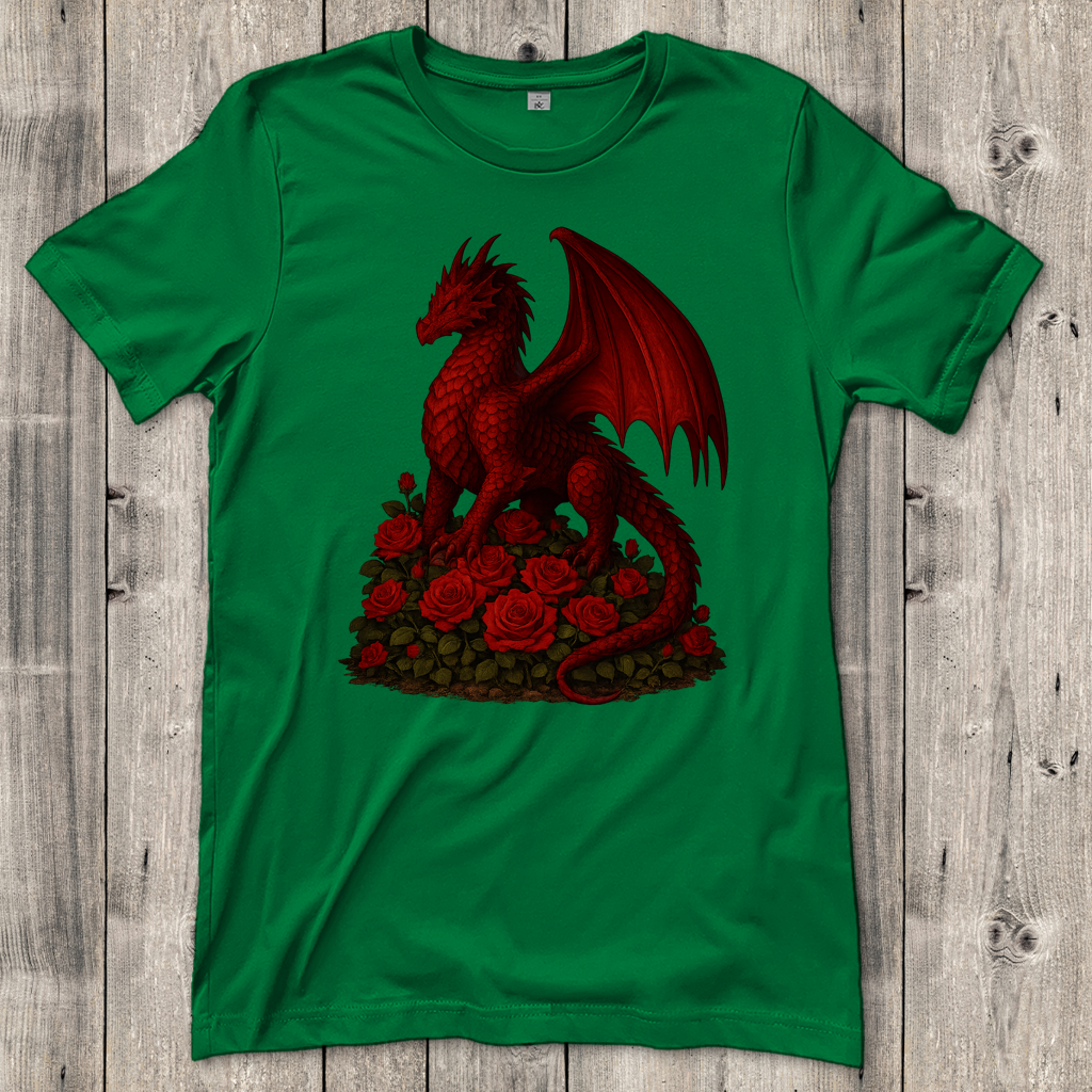 Damen T-Shirt Drache rot auf Rosenberg