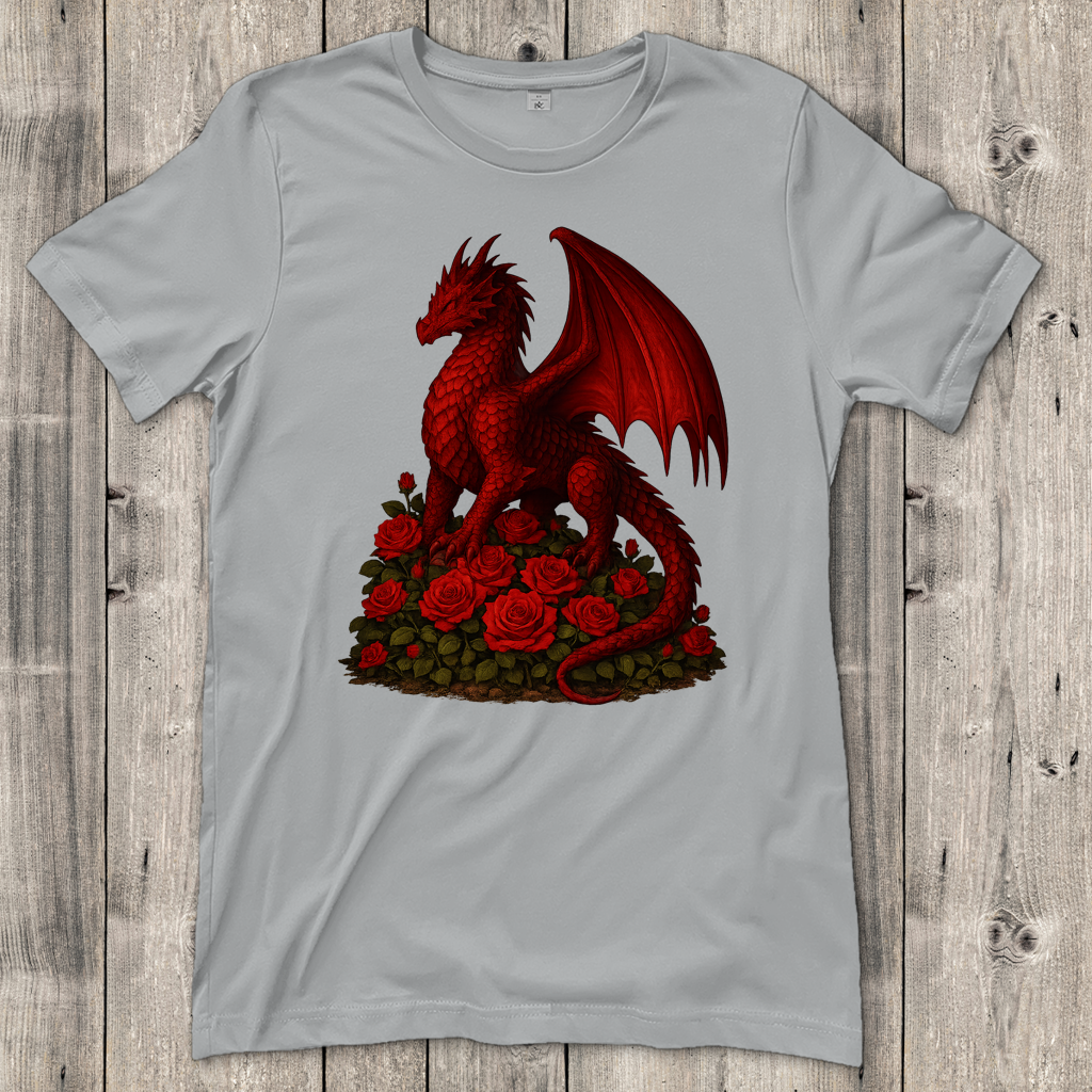 Damen T-Shirt Drache rot auf Rosenberg