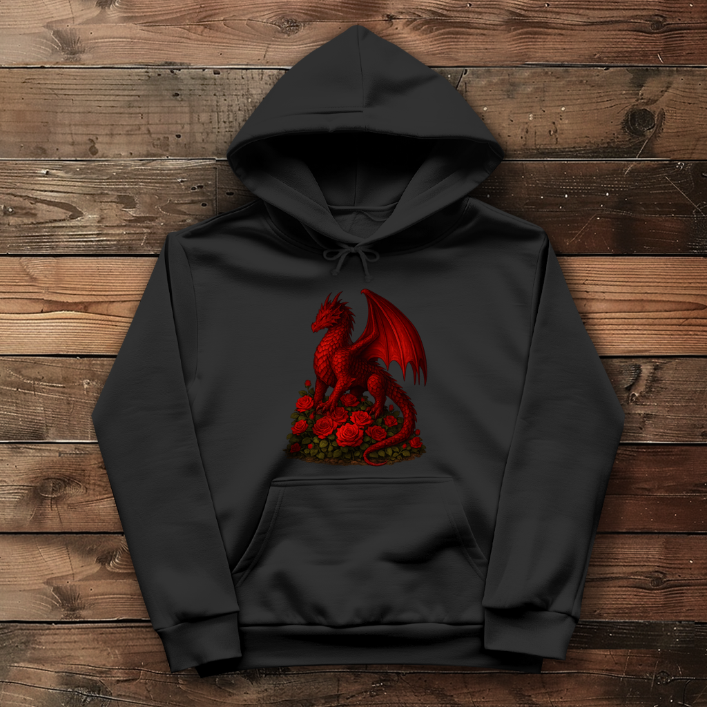Damen Hoodie Drache rot auf Rosenberg