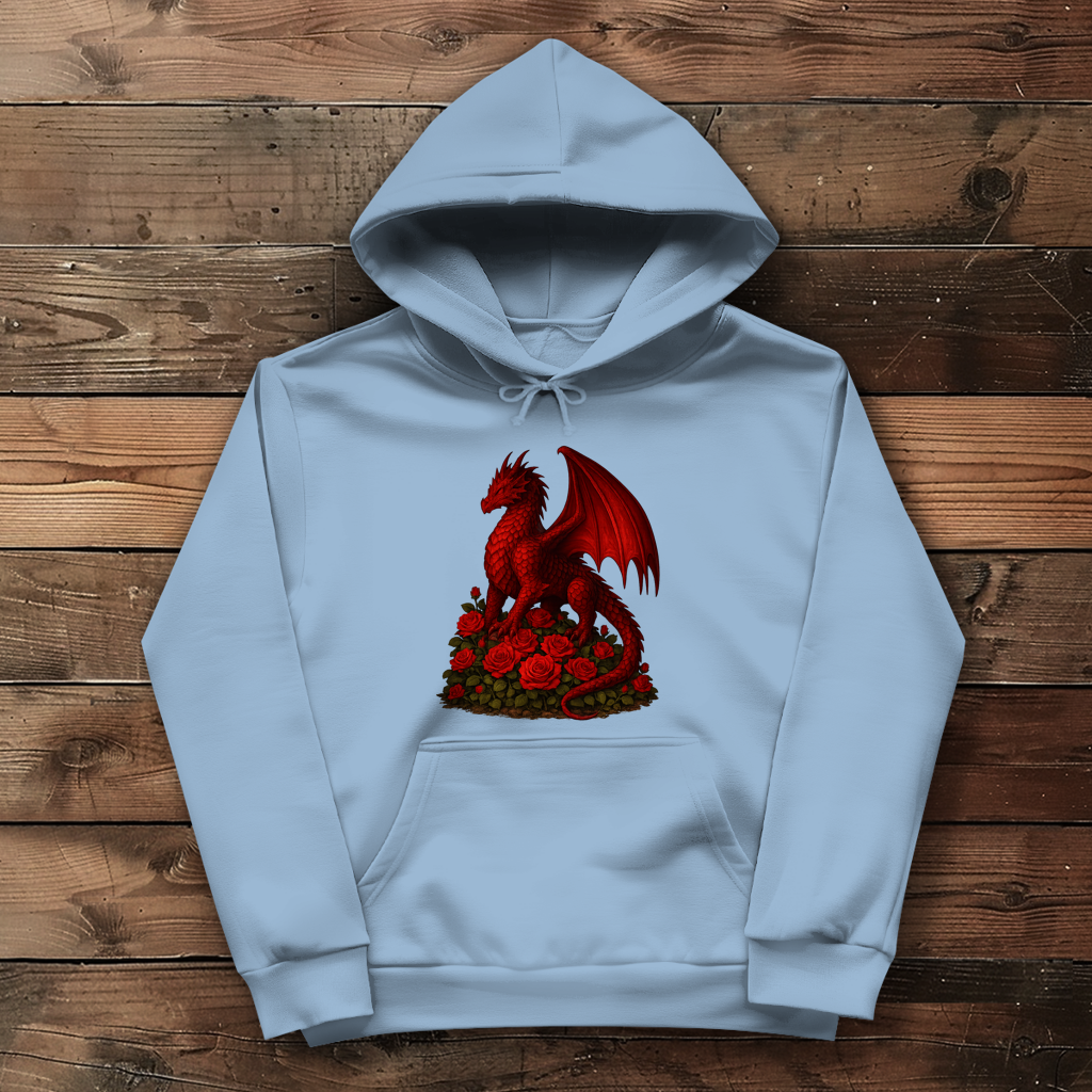 Damen Hoodie Drache rot auf Rosenberg