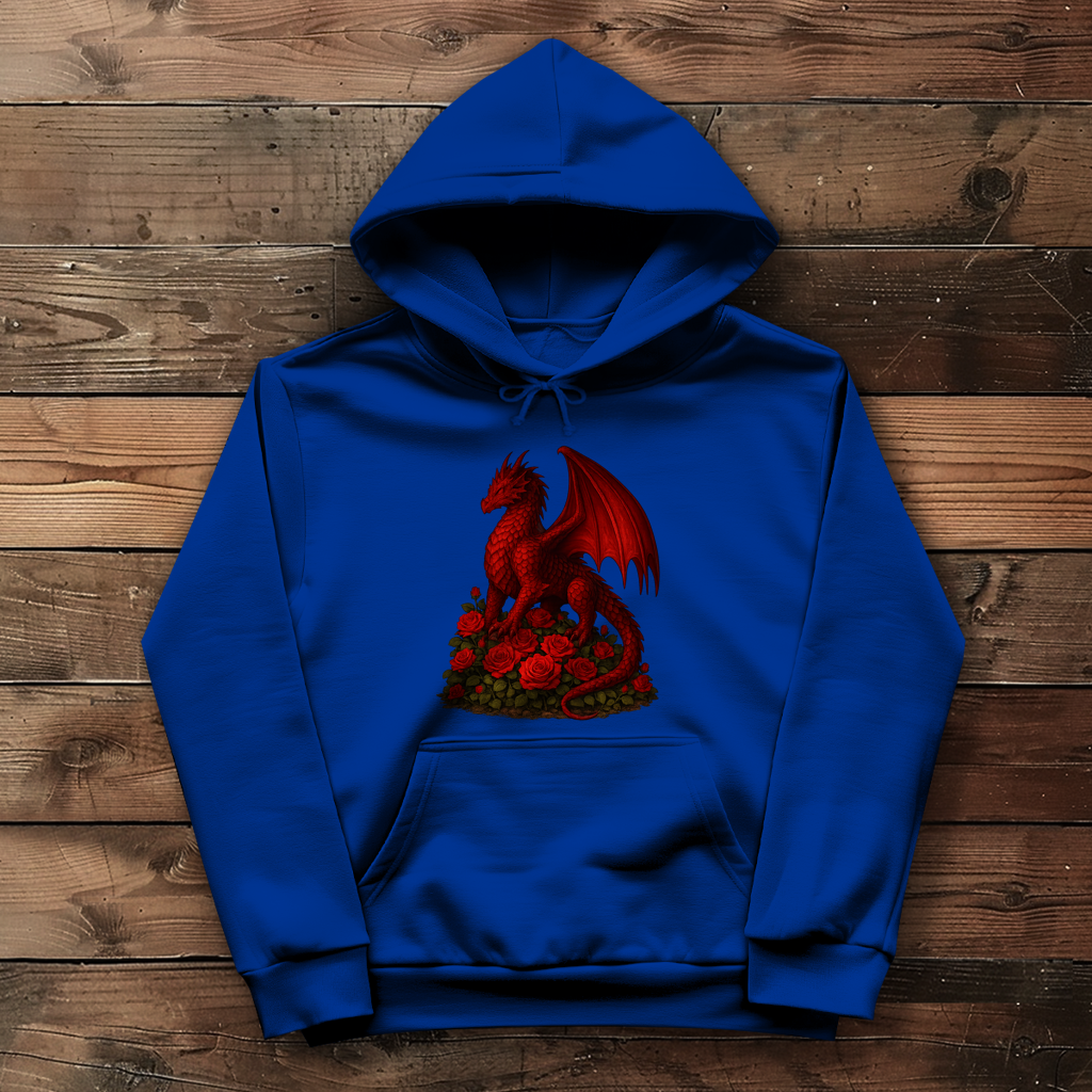 Damen Hoodie Drache rot auf Rosenberg