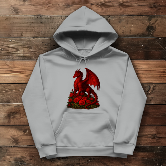 Damen Hoodie Drache rot auf Rosenberg