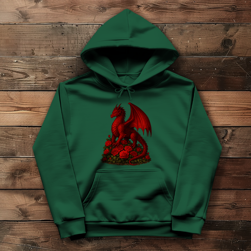 Damen Hoodie Drache rot auf Rosenberg