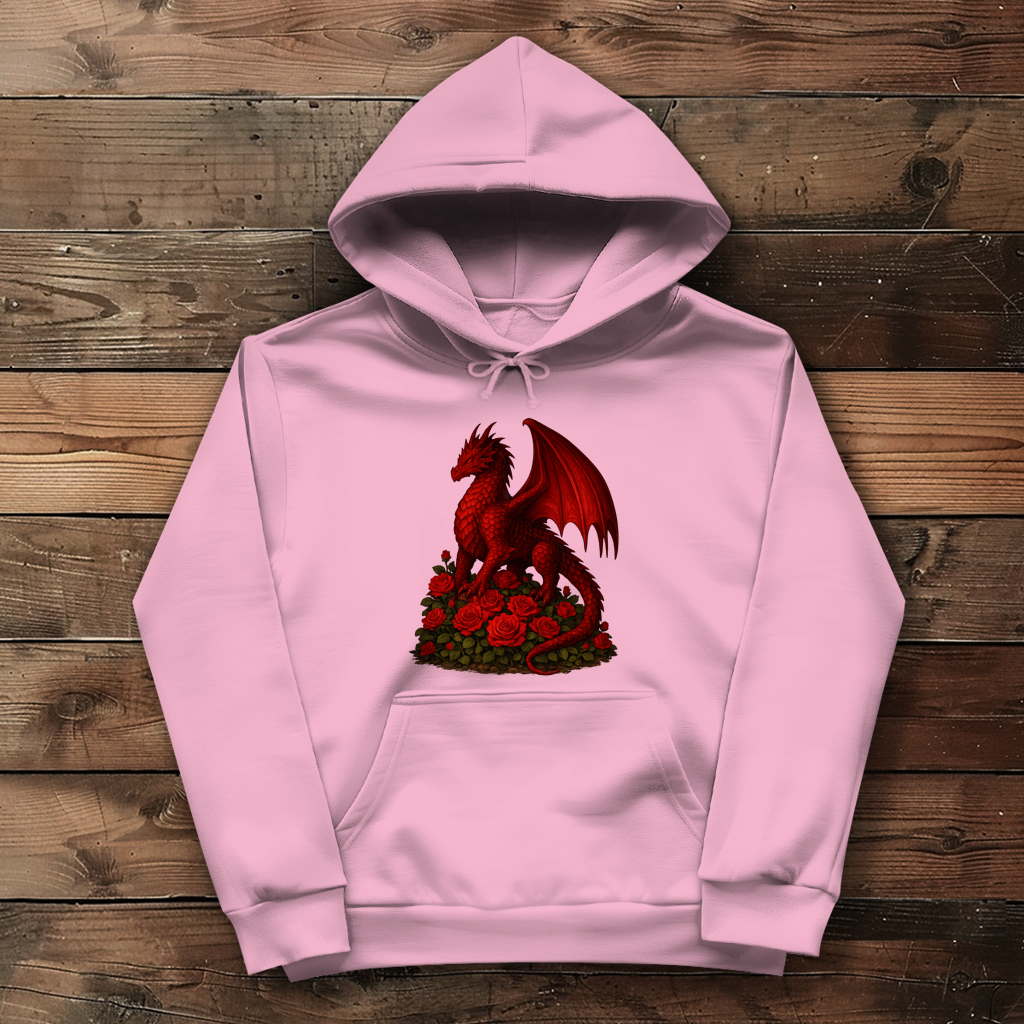 Damen Hoodie Drache rot auf Rosenberg