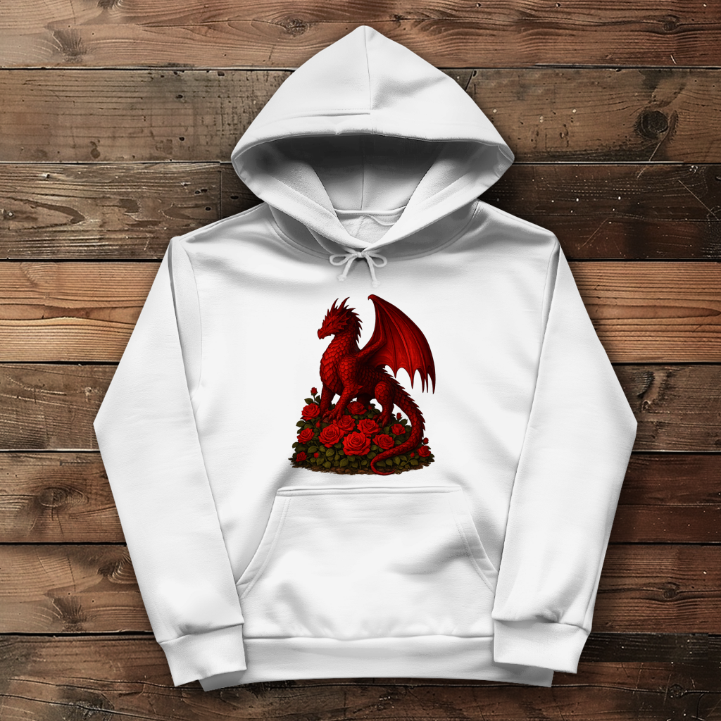 Damen Hoodie Drache rot auf Rosenberg