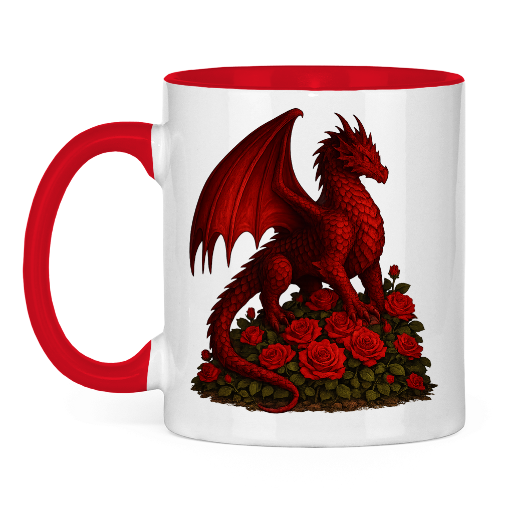 Tasse zweifarbig Drache rot auf Rosenberg