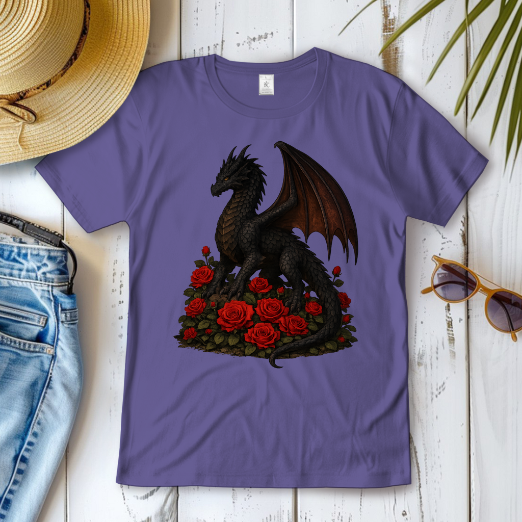 Damen T-Shirt Drache schwarz auf Rosenberg