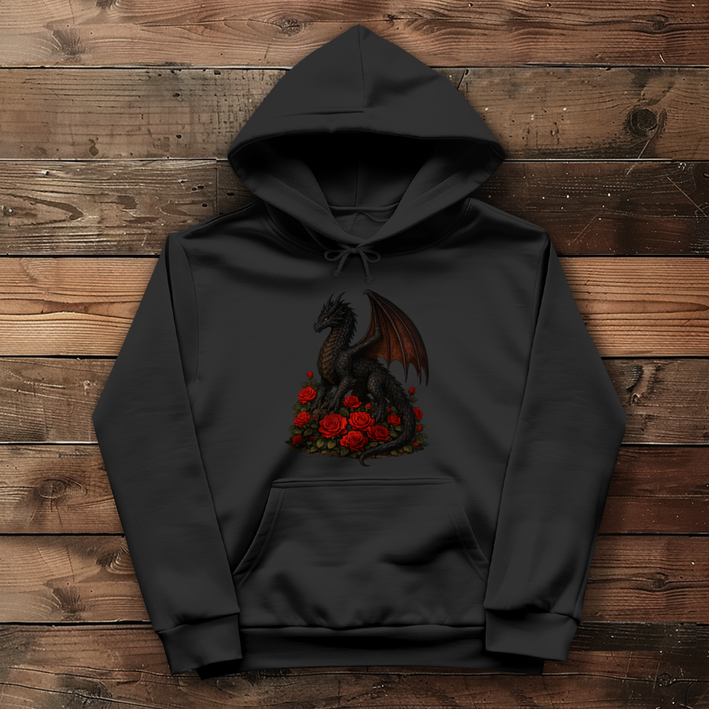 Damen Hoodie Drache schwarz auf Rosenberg