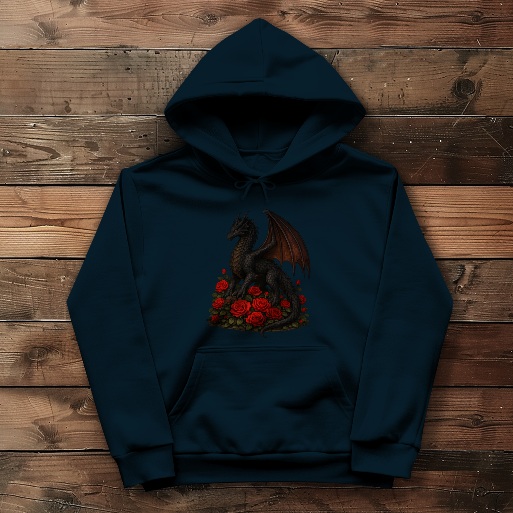 Damen Hoodie Drache schwarz auf Rosenberg