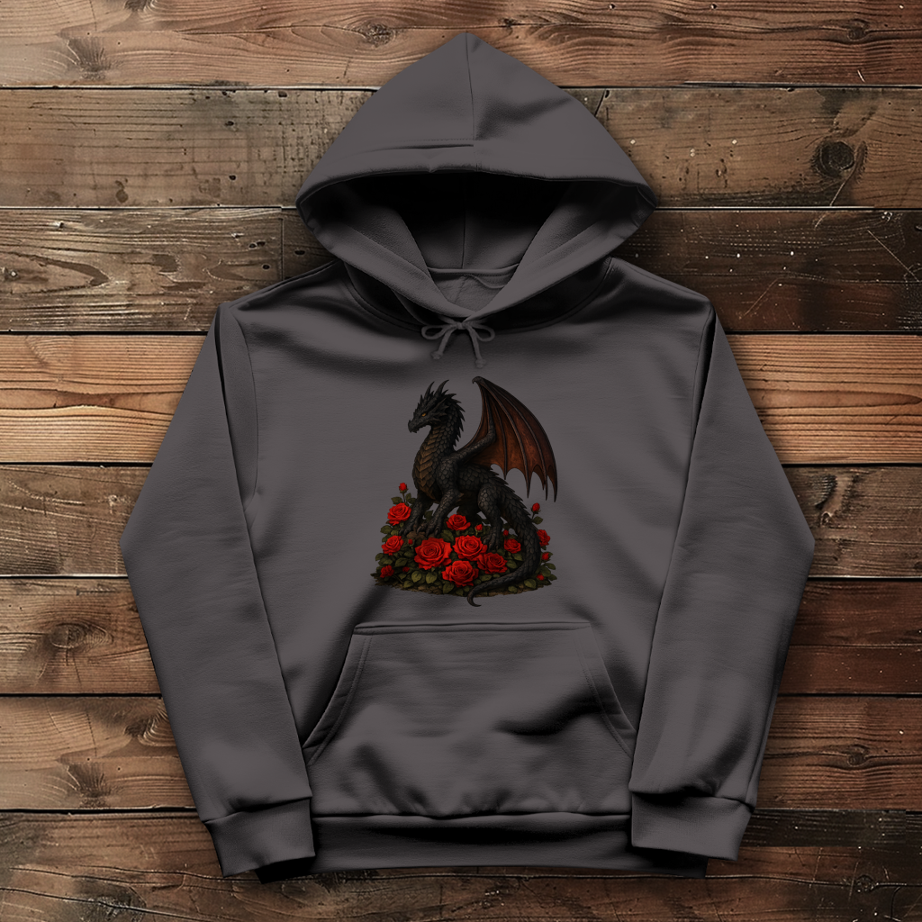 Damen Hoodie Drache schwarz auf Rosenberg