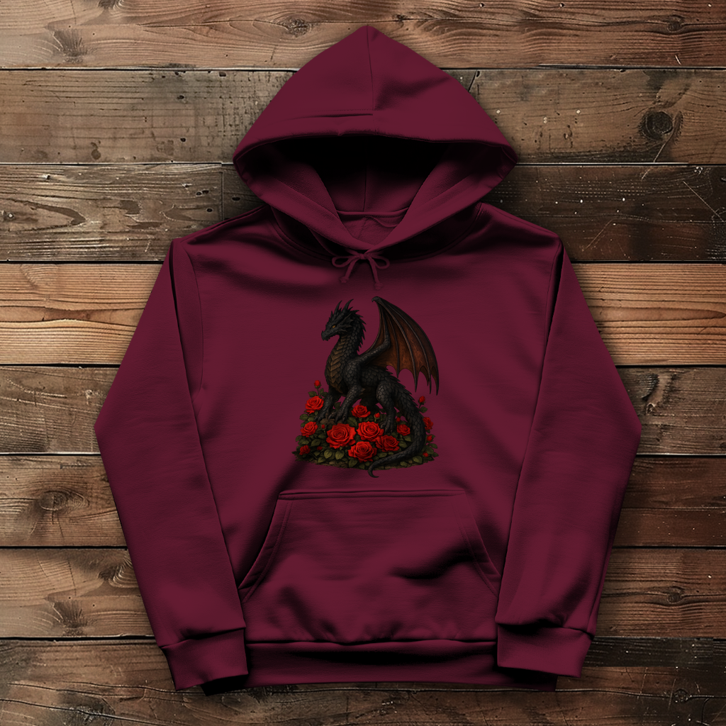 Damen Hoodie Drache schwarz auf Rosenberg