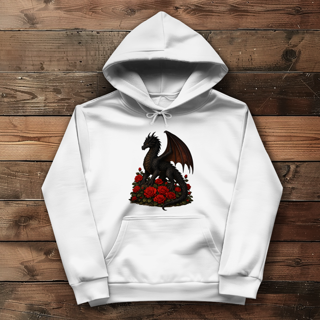 Damen Hoodie Drache schwarz auf Rosenberg