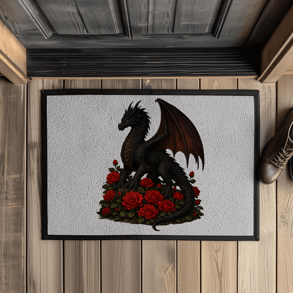 Fußmatte mit Gummirand Drache schwarz auf Rosenberg
