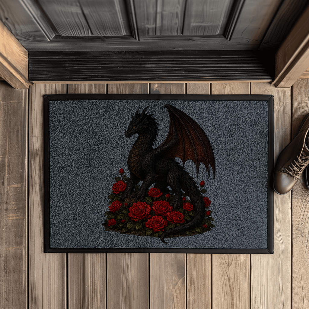 Fußmatte mit Gummirand Drache schwarz auf Rosenberg