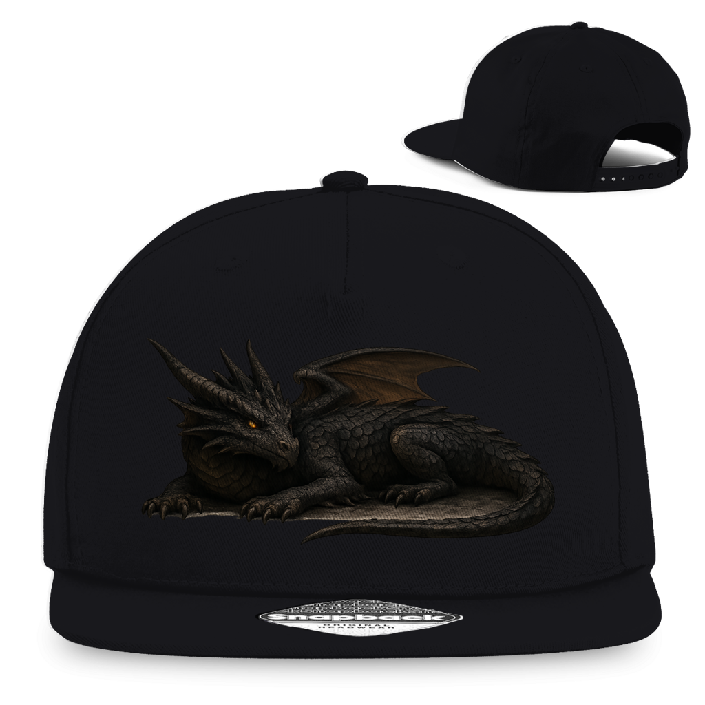 Snapback Rapper Cap Drache schwarz liegend
