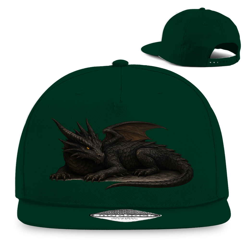 Snapback Rapper Cap Drache schwarz liegend