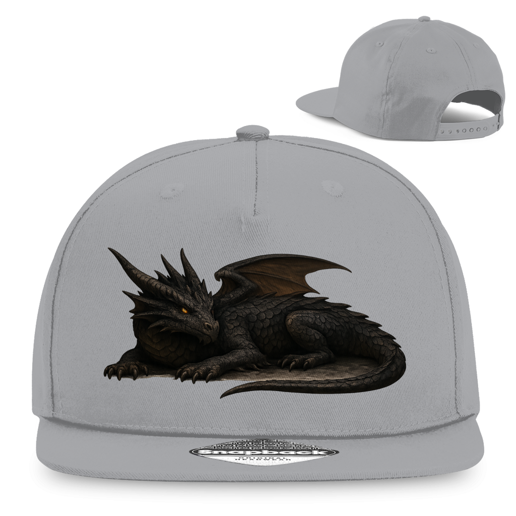 Snapback Rapper Cap Drache schwarz liegend