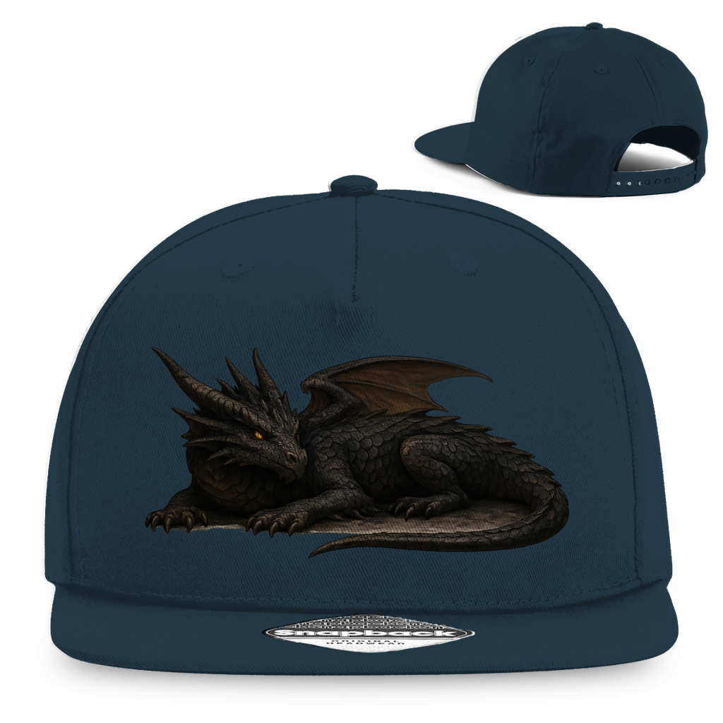 Snapback Rapper Cap Drache schwarz liegend