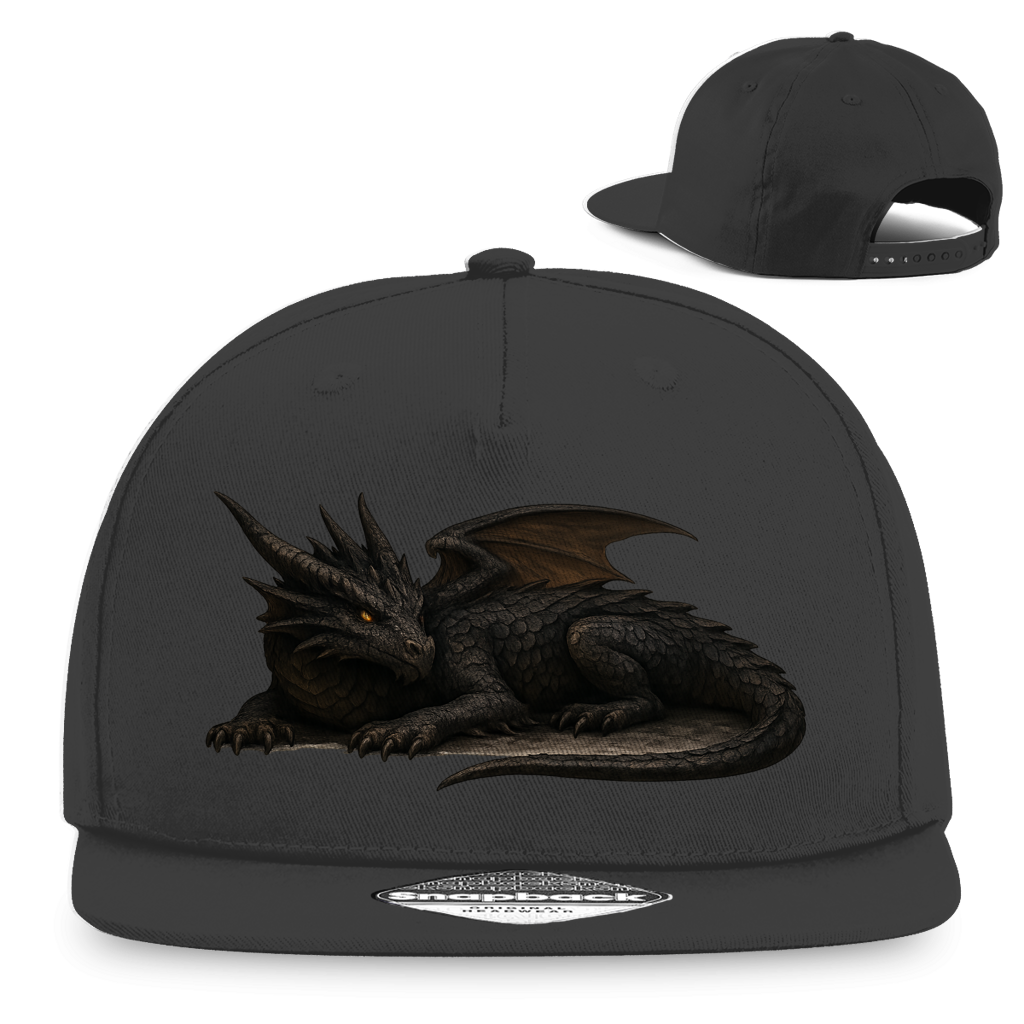 Snapback Rapper Cap Drache schwarz liegend