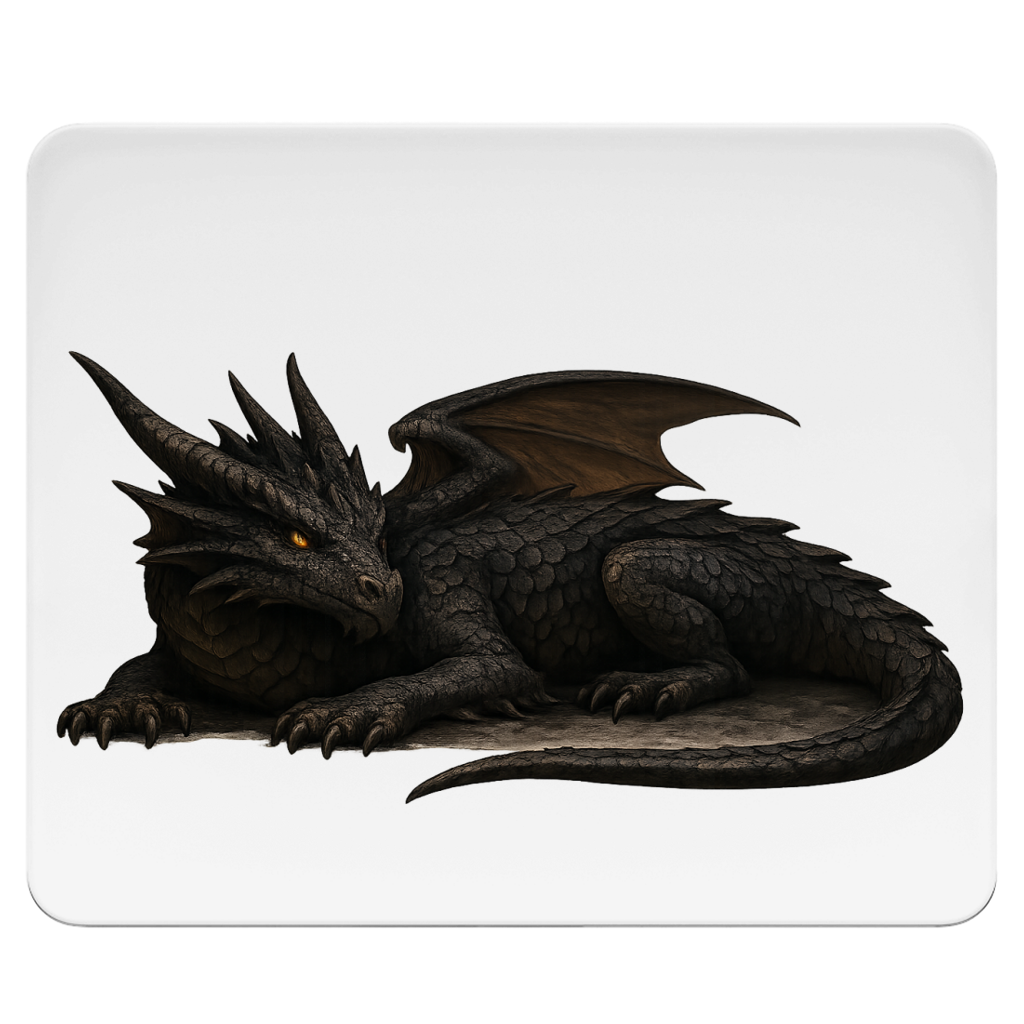 Mousepad Drache schwarz liegend