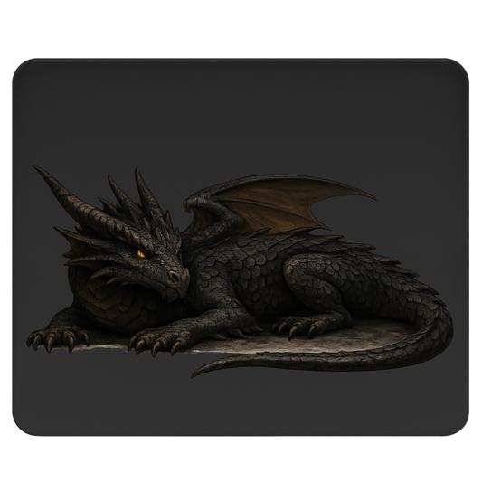 Mousepad Drache schwarz liegend