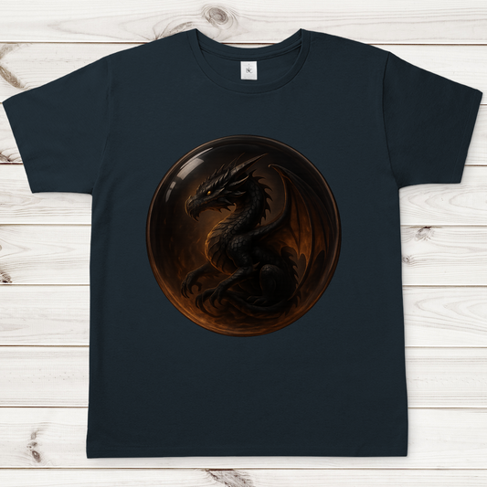 Herren T-Shirt Drache schwarz in einer Blase