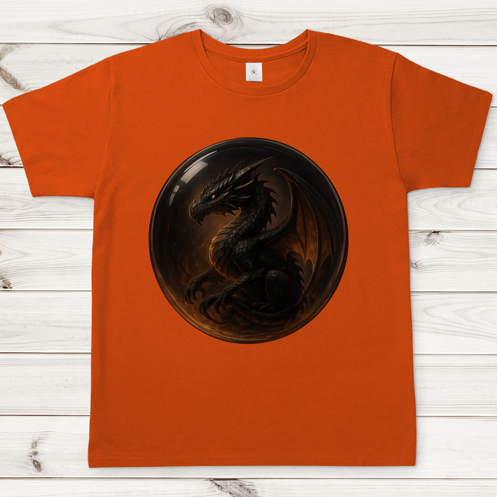 Herren T-Shirt Drache schwarz in einer Blase
