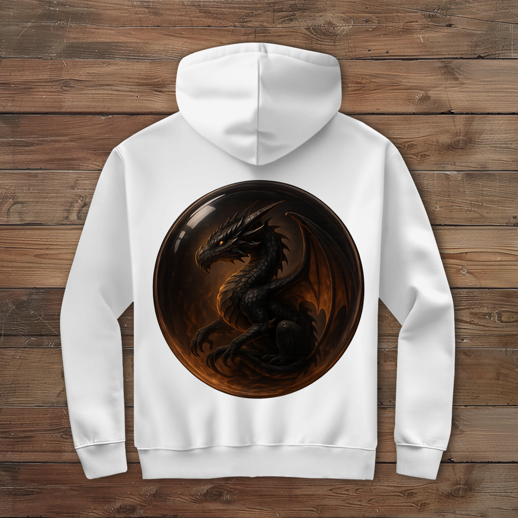 Herren Zipper Hoodie Drache schwarz in einer Blase