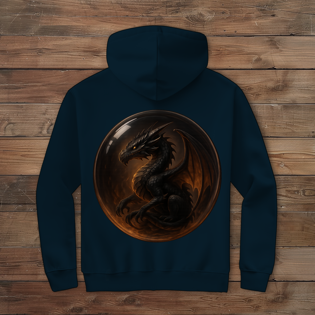 Herren Zipper Hoodie Drache schwarz in einer Blase