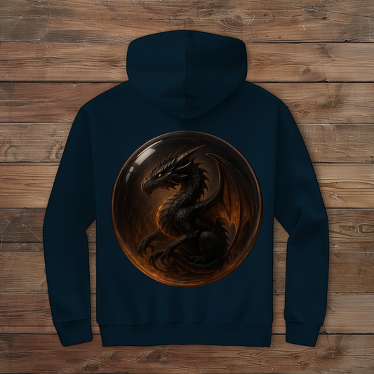 Herren Zipper Hoodie Drache schwarz in einer Blase