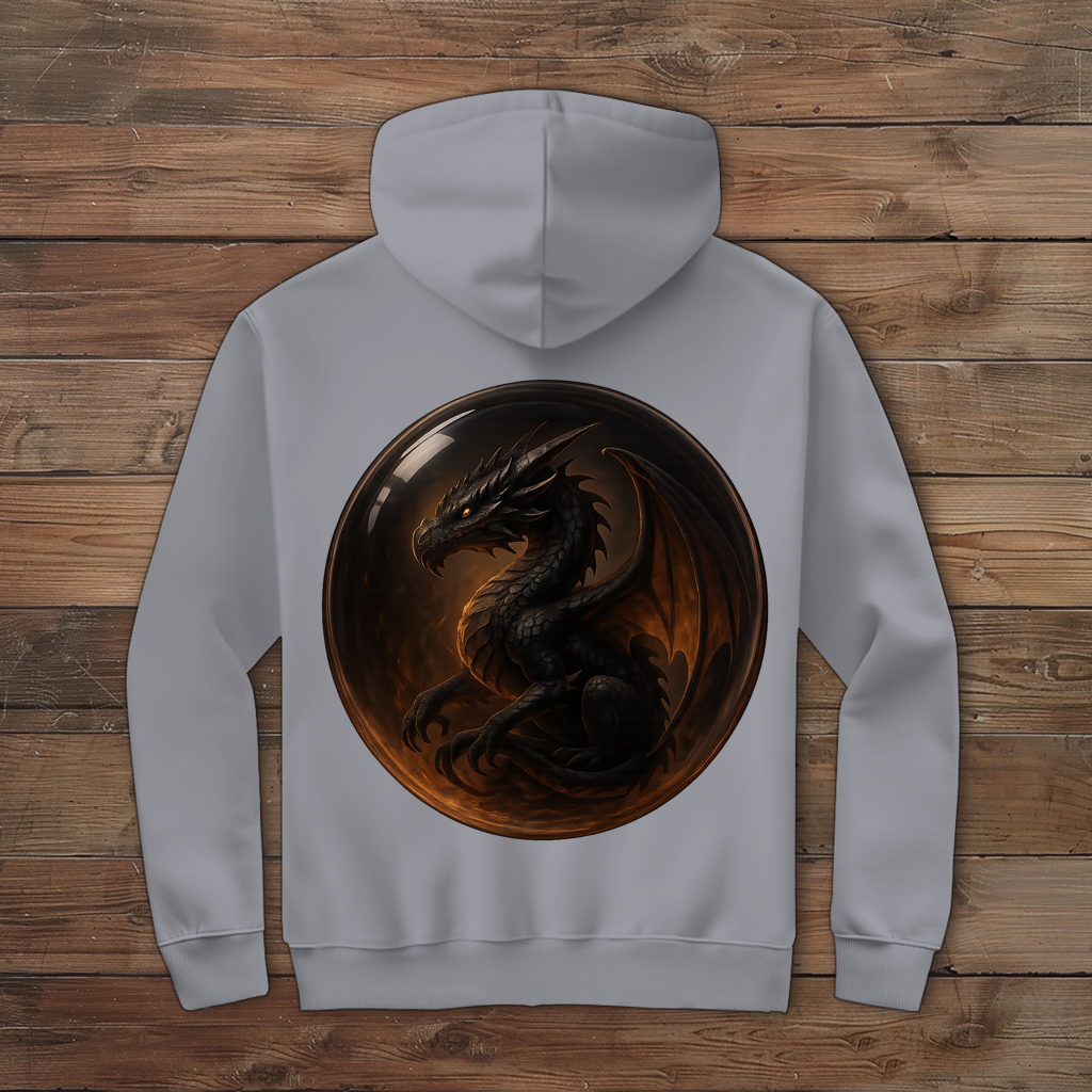 Herren Zipper Hoodie Drache schwarz in einer Blase