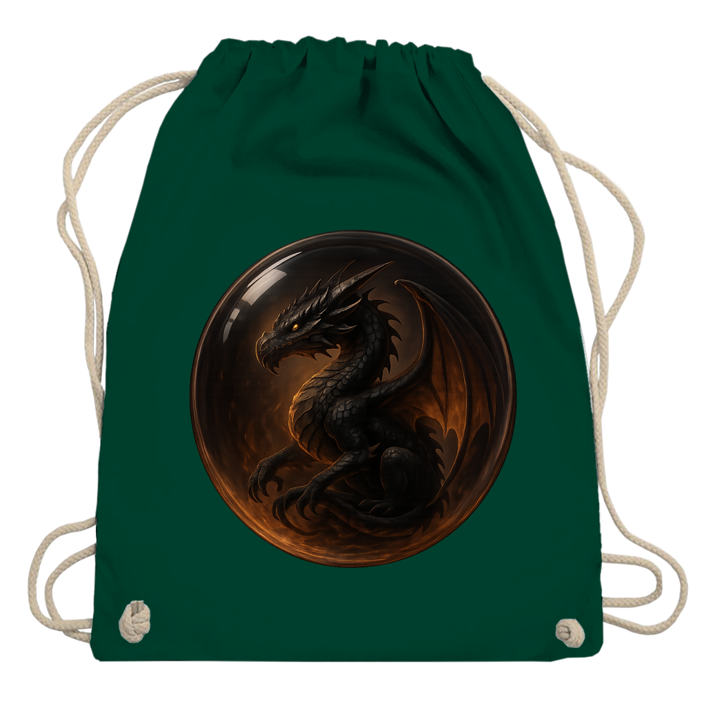 Turnbeutel Drache schwarz in einer Blase