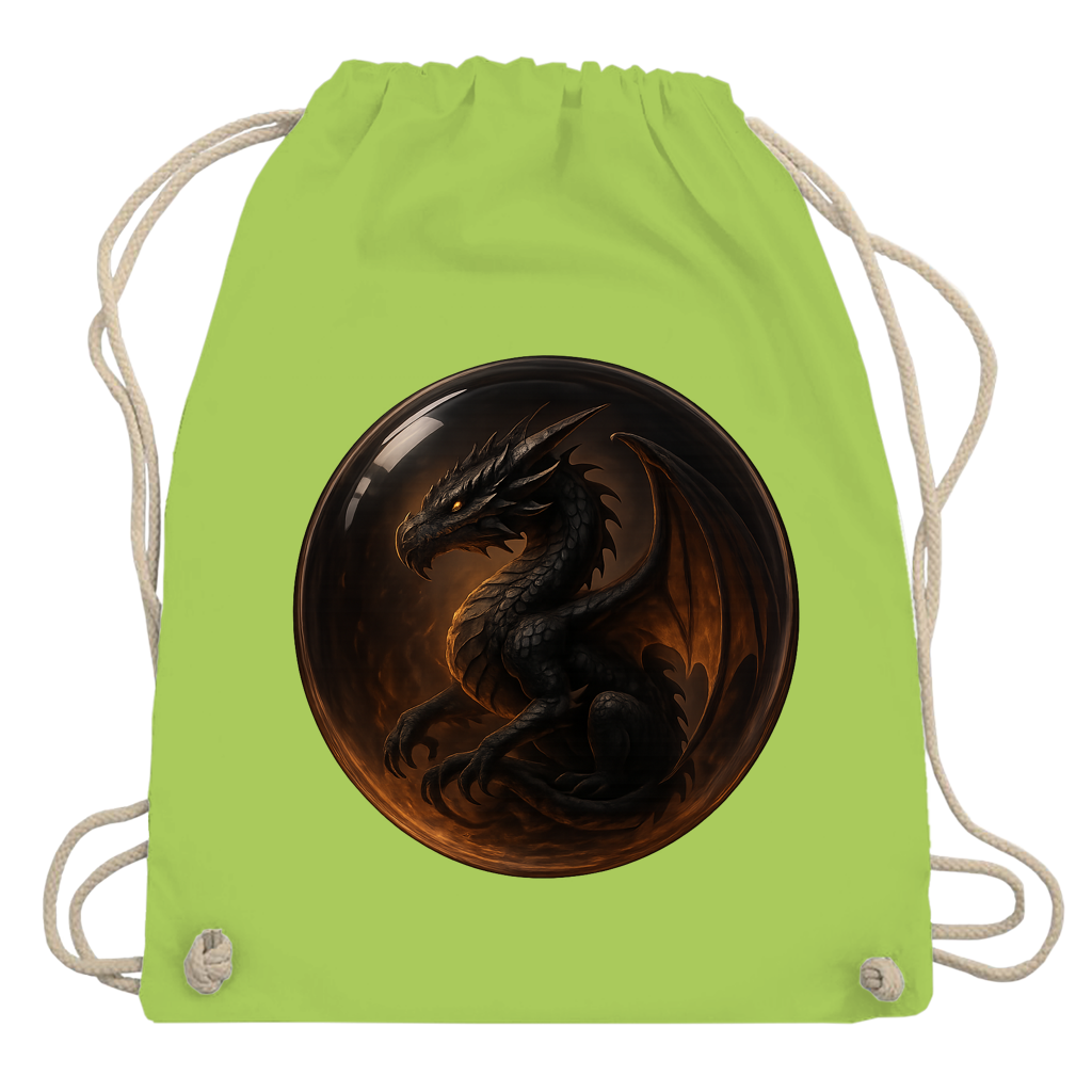 Turnbeutel Drache schwarz in einer Blase