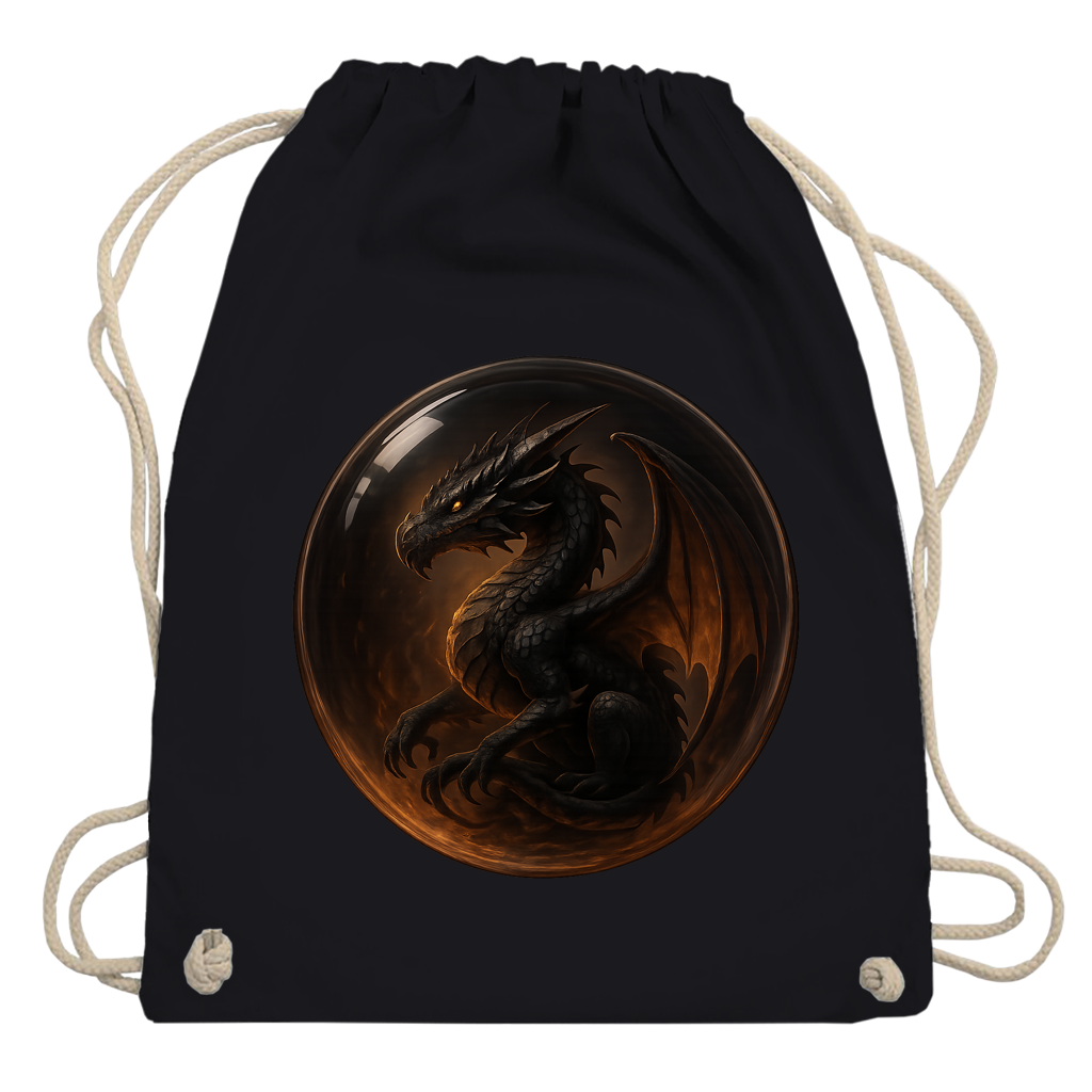 Turnbeutel Drache schwarz in einer Blase