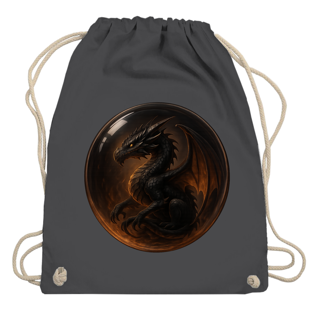 Turnbeutel Drache schwarz in einer Blase