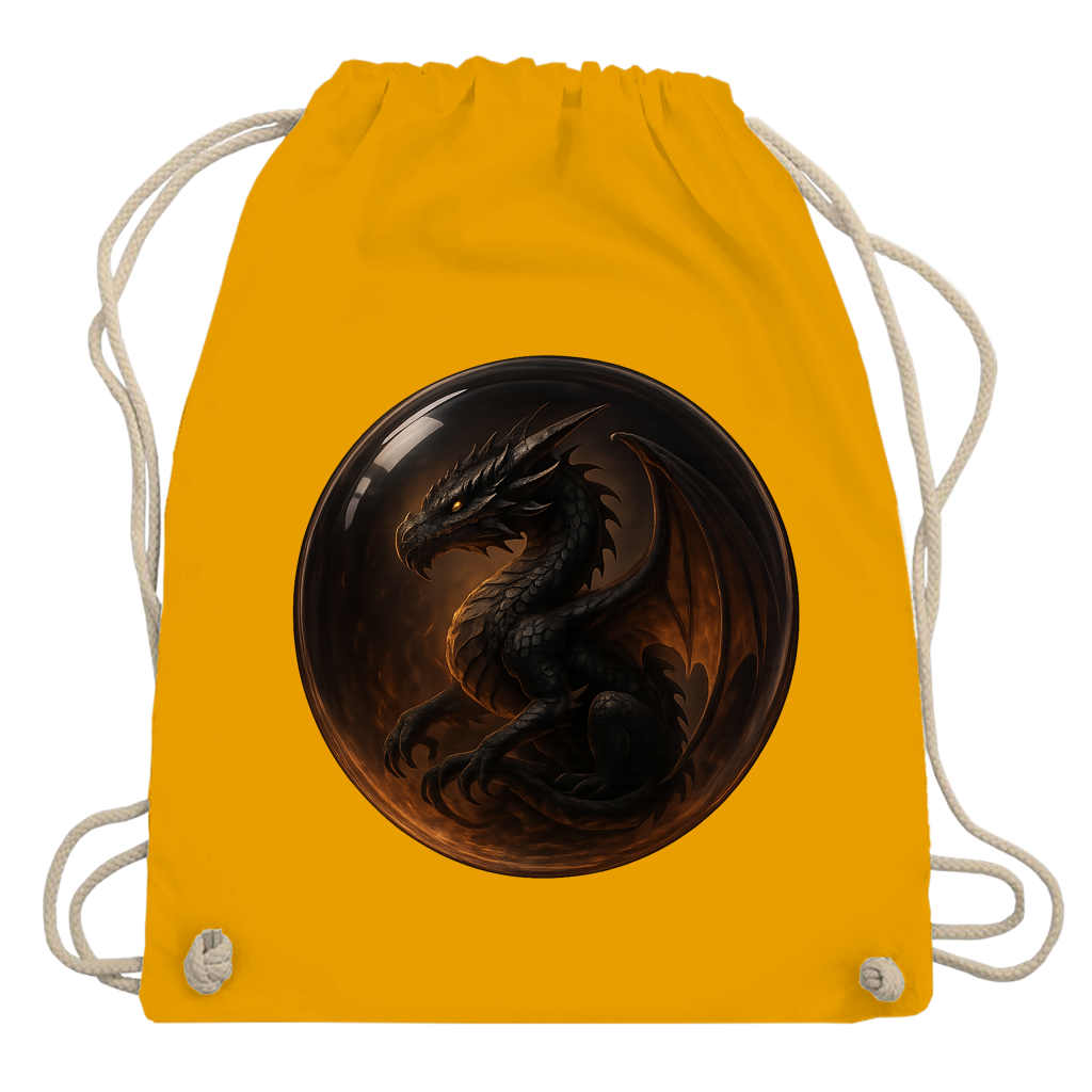 Turnbeutel Drache schwarz in einer Blase