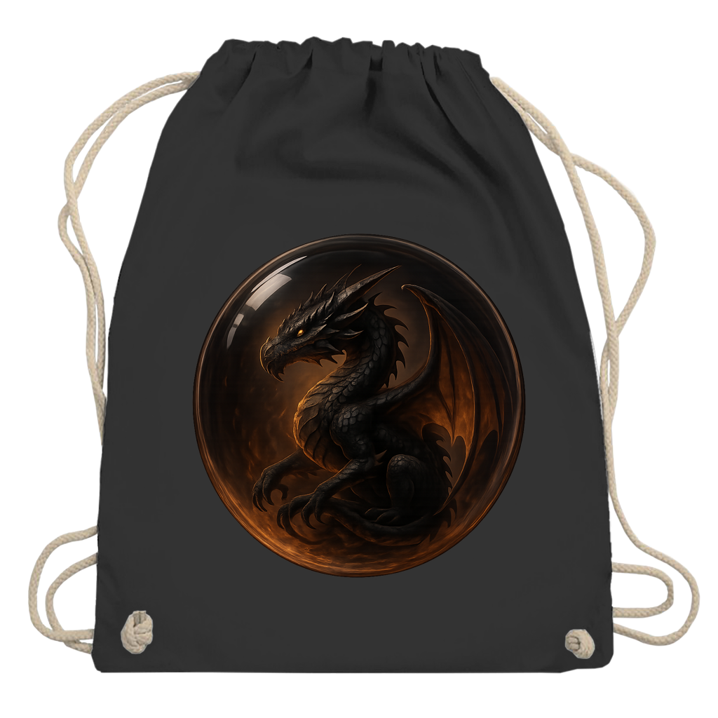 Turnbeutel Drache schwarz in einer Blase