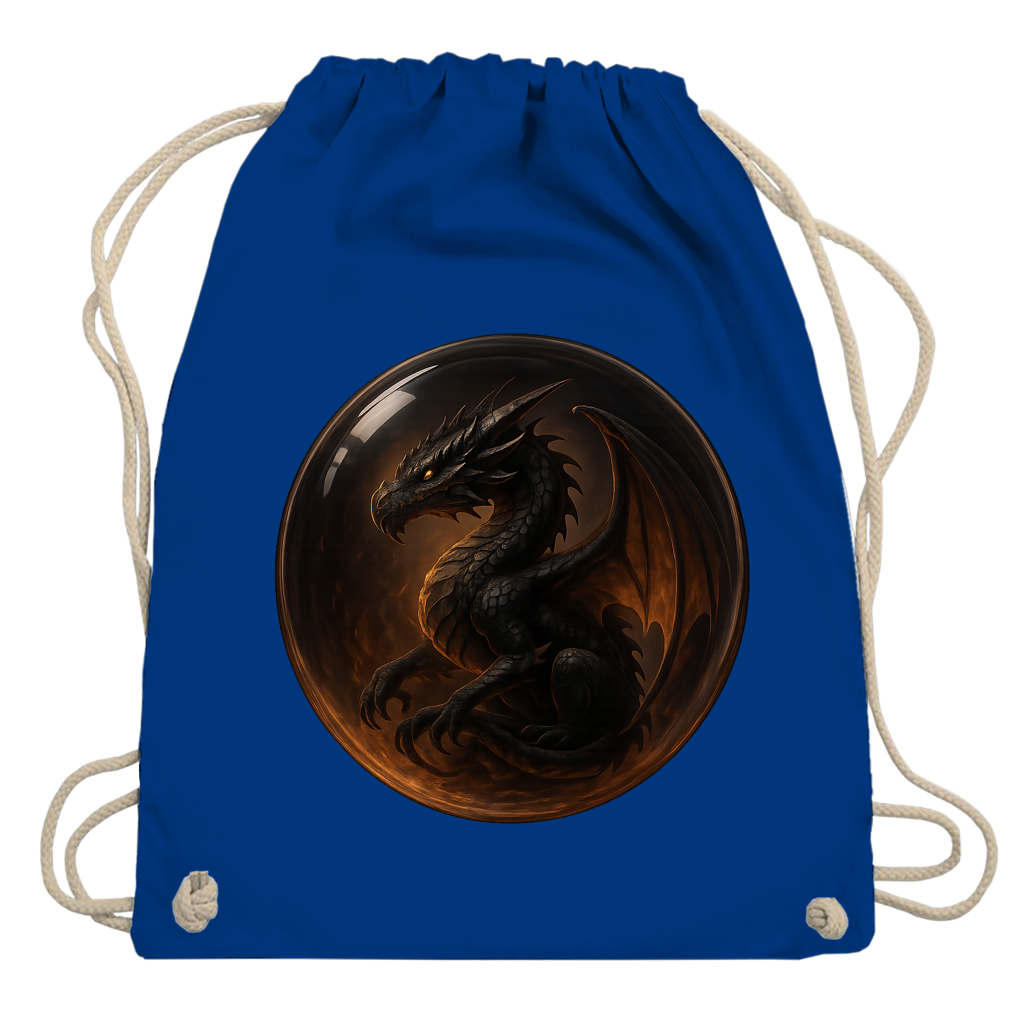 Turnbeutel Drache schwarz in einer Blase
