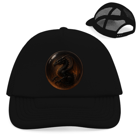 Retro Trucker Cap Drache schwarz in einer Blase